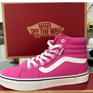 Vans Pink and White High-Top Sneakers